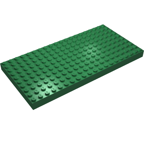 Lego Brick 10 x 20 with Bottom Tubes in single row around edge, with '+' Cross Support / Green