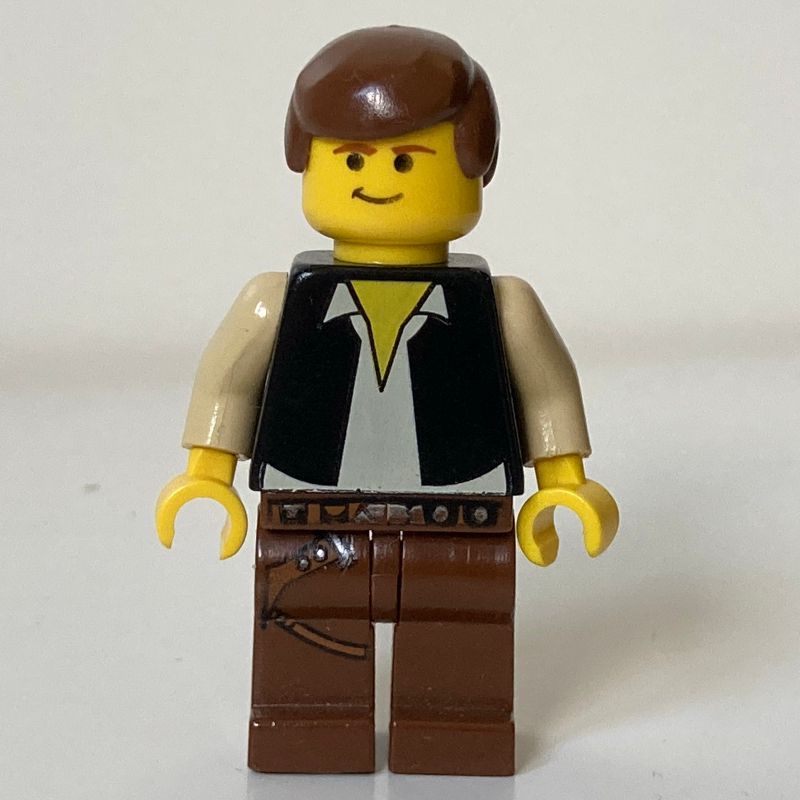 Lego Han Solo, Black Vest, Yellow Skin, Brown Legs