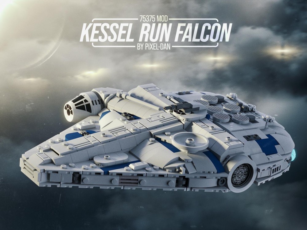 Lego MOC - PiXEL-DANs "SOLO FALCON" / MIDI SIZED but UCS STYLE DETAILED / compatible with 75375 STAND