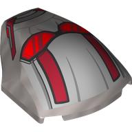 Lego Large Figure Face 4 x 5 x 1 2/3 with Helmet, Red Visor, Dark Red Stripes (Ant-Man) print / Flat Silver