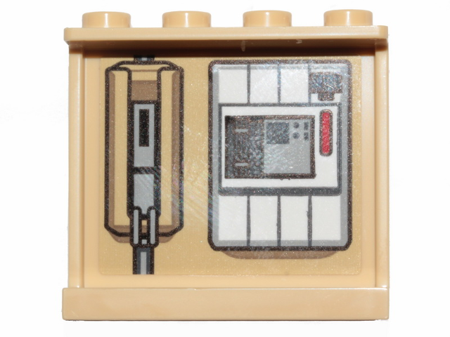 Lego Panel 1 x 4 x 3 with Side Supports - Hollow Studs with SW The Razor Crest Mechanical Elements and Steering Panel Pattern (Sticker) - Set 75292