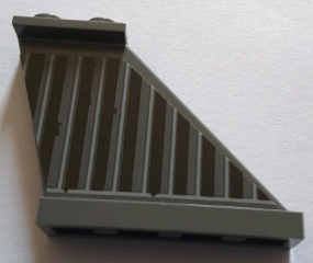 Lego Tail 4 x 1 x 3 with Dark Bluish Gray and Dark Brown Vertical Stripes Pattern on Right Side (Sticker) - Set 75144 / Dark Bluish Gray