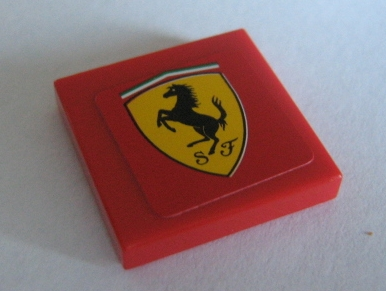 Lego Tile 2 x 2 with Ferrari Logo Pattern (Sticker) - Set 8386