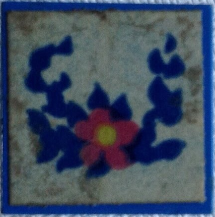 Lego Tile 2 x 2 without Groove with Flower and Blue Leaves Pattern (Sticker) - Set 270-2 / Blue