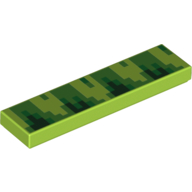 Lego Tile 1 x 4 with Green Pixelated Greenery Print / Lime