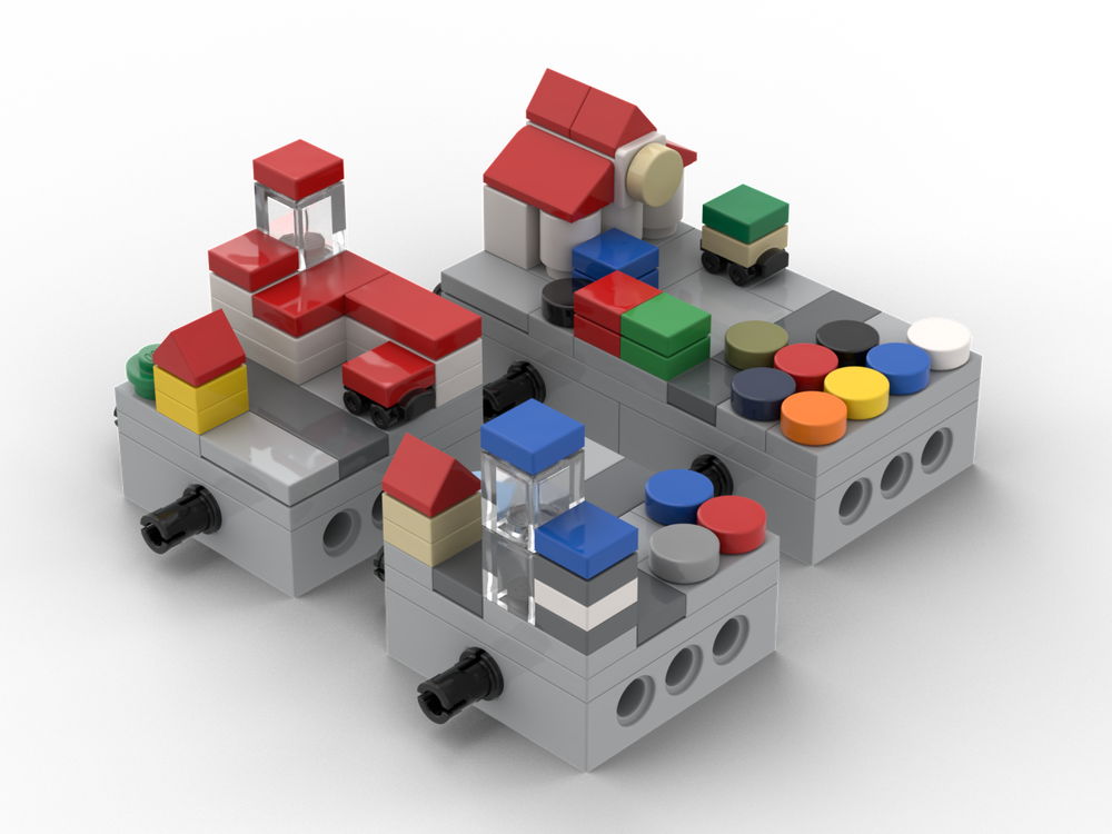 Lego Village Centre - Town Hall, Fire Station, Police Station and Marketplace | Village | Nano Modular World