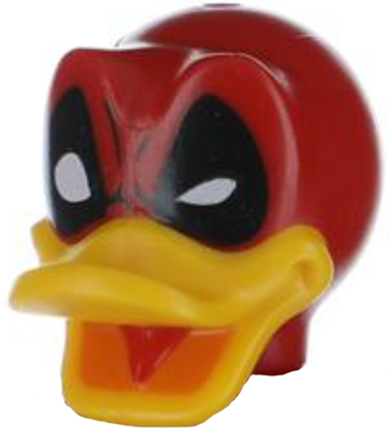 Lego Minifig Head Special, Duck with Hole on Top, Bright Light Orange Bill and Black and White Eyes Print (Deadpool)