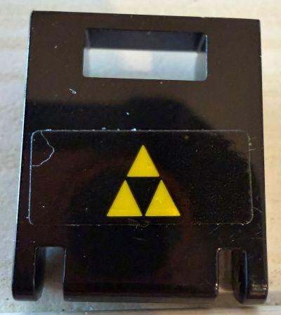 Lego Container, Box 2 x 2 x 2 Door with Slot with 3 Yellow Triangles Blacktron I Logo Pattern (Sticker) - Set 40580