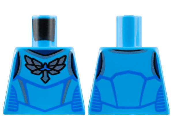 Lego Torso Racing Suit with Silver Wings Logo and Trim, Blue Lines Pattern / Dark Azure