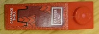 Lego Slope 33 3 x 1 with 'CARAPACE SHELL' and 'DANGER HOT' Pattern (Sticker) - Set 8111