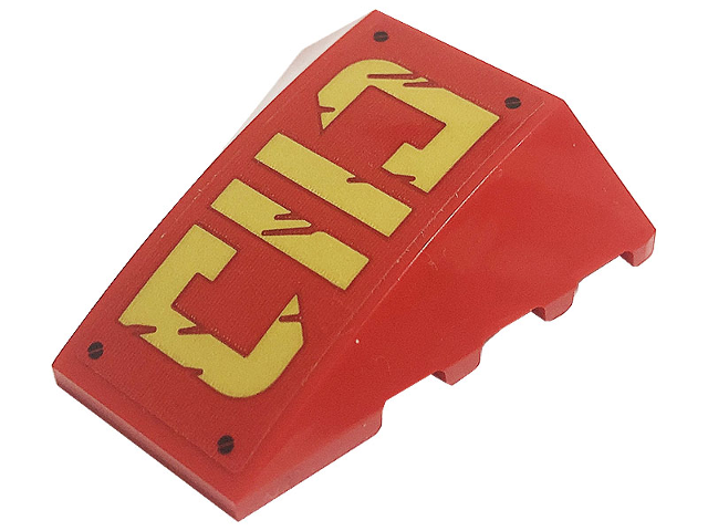 Lego Wedge 4 x 4 Triple Curved No Studs with Black Screws and Gold Ninjago Symbols Pattern (Sticker) - Set 71720 / Red