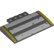 Lego Brick Curved 5 x 8 x 2/3 with White and Yellow Stripes Print