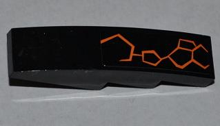 Lego Slope, Curved 4 x 1 with Orange Lines Pattern Model Right Side (Sticker) - Set 9444