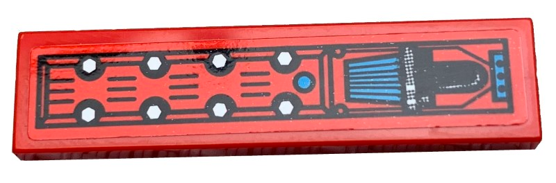 Lego Tile 1 x 4 with Engine on Red Background Pattern (Sticker) - Set 42073 / Red
