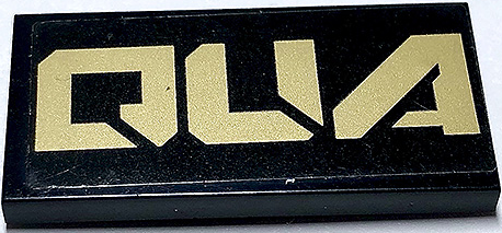 Lego Tile 2 x 4 with Gold 'QUA' (QUAKe Left Half) Pattern (Sticker) - Set 70632