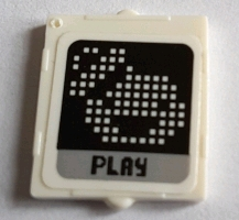 Lego Glass for Window 1 x 2 x 2 Flat Front with Pixelated Stay Puft Logo and 'PLAY' Pattern (Sticker) - Set 75827 / White