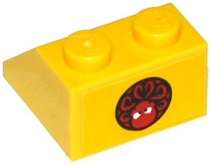 Lego Slope 45 2 x 2 with Upside Down Red Octopus in Black Circle (Marvel Hydra Logo) Pattern on End (Sticker) - Set 76065 / Yellow