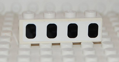 Lego Brick 1 x 4 with 4 Black Airplane Windows Pattern (Sticker) - Set 2532