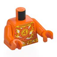 Lego Torso with Print, Orange Arms, Orange Hands / Orange