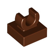 Lego Tile Special 1 x 1 with Clip with Rounded Edges / Reddish Brown