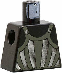 Lego Torso Castle Fright Knights Dark Gray, Silver Striped Armor Pattern / Black