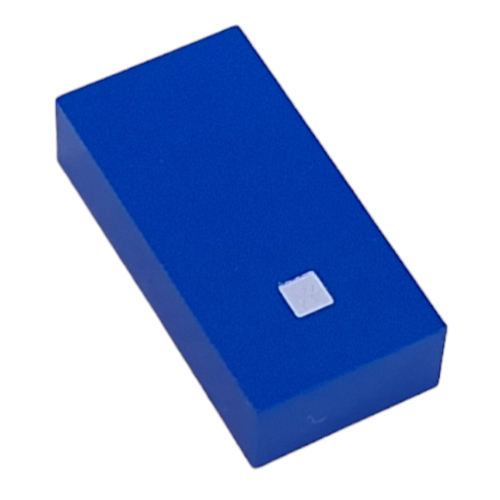 Lego Modulex Tile 2 x 4 with White '.' Print, without Internal Supports / Modulex Tile Blue