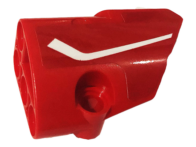 Lego Technic, Panel Fairing # 2 Small Smooth Short, Side B with White Stripe Pattern (Sticker) - Set 42107 / Red