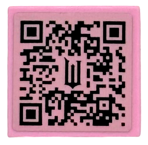 Lego Tile 2 x 2 with Stylized Black Capital Letter W and Wicked QR Code Pattern (Sticker) - Set 75683