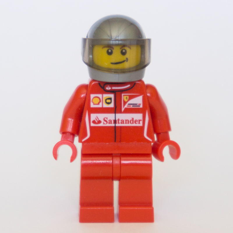 Lego Race Driver, Red Torso, Red Legs, Dark Pearl Helmet, Ferrari
