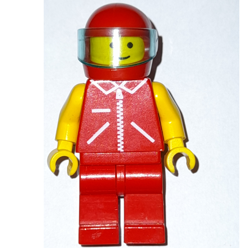 Lego Man, Red Jacket with Zipper and Pockets, Red Legs, Red Helmet with Visor