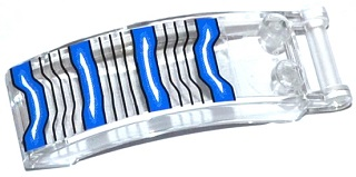 Lego Windscreen 6 x 2 x 2 with Bar Handle with Blue and White Stripes and Black Lines Pattern (Sticker) - Set 76020