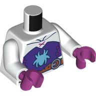 Lego Torso, Dark Purple Panel, Medium Azure Spider, Nougat Belt print, White Arms, Magenta Hands / White
