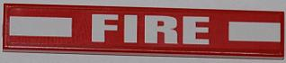 Lego Tile 1 x 6 with 2 White Rectangles and White 'FIRE' Pattern (Sticker) - Set 7213