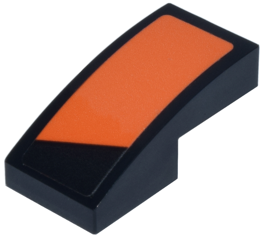 Lego Slope, Curved 2 x 1 x 2/3 with Orange Angled Panel Pattern Model Left Side (Sticker) - Set 77251