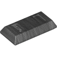 Lego Tile Special 1 x 2 with Sloped Walls AKA Money / Gold Bar [Ingot] / Pearl Titanium