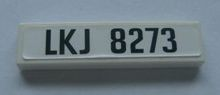 Lego Tile 1 x 4 with Black 'LKJ 8273' on White Background Pattern (Sticker) - Set 8273 / White