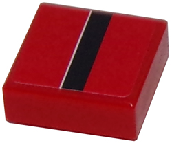 Lego Tile 1 x 1 with Black Stripe with White Edge on Red Background Pattern (Sticker) - Set 8147