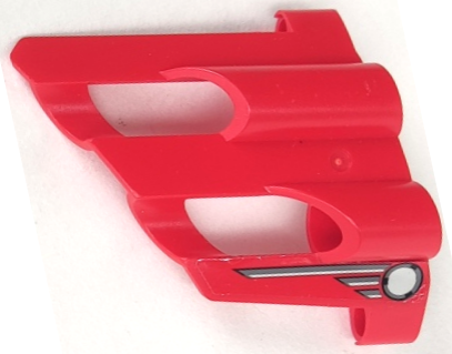 Lego Technic, Panel Fairing # 2 Large Short, Large Holes, Side B with Dark Gray and Light Gray Circle and Lines Pattern (Sticker) - Set 8520 / Red