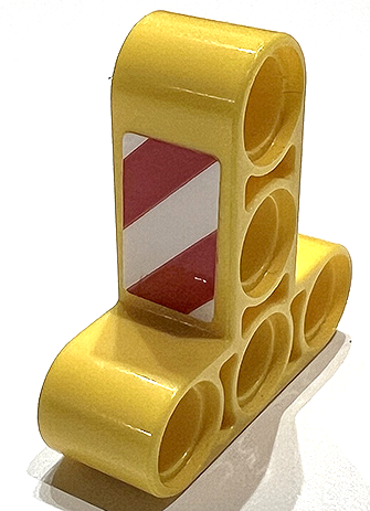 Lego Technic, Liftarm, Modified T-Shape Thick 3 x 3 with Red and White Danger Stripes Pattern Side A (Sticker) - Set 42097