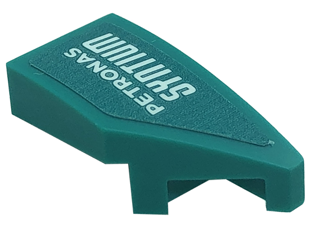 Lego Wedge 2 x 1 x 2/3 Right with White 'PETRONAS SYNTIUM' Pattern (Sticker) - Set 76909 / Dark Turquoise