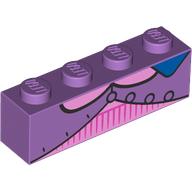 Lego Brick 1 x 4 with Jacket, Bright Pink Sweater, Blue Collar Print / Medium Lavender