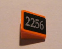 Lego Slope 30 1 x 1 x 2/3 with Silver '2256' on Black Pattern Model Left (Sticker) - Set 10133 / Orange