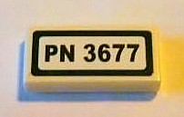 Lego Tile 1 x 2 with 'PN 3677' Pattern (Sticker) - Set 3677