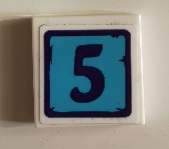 Lego Tile 2 x 2 with Dark Purple Number 5 Pattern (Sticker) - Set 41325