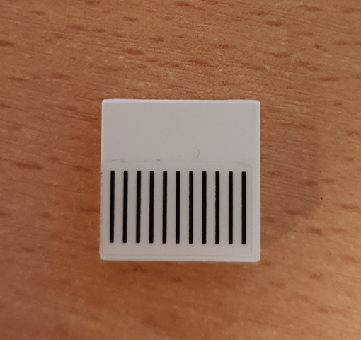 Lego Tile 2 x 2 with 11 Black Vertical Lines Pattern (Sticker) - Set 5591 / White