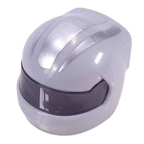 Lego Helmet, Formula 1 with Trans-Black Visor pattern and Silver Stripes print