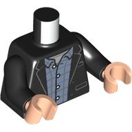 Lego Torso, Jacket, Sand Blue Plaid Shirt, Dark Bluish Grey Shirt print, Black Arms, Light Nougat Hands / Black