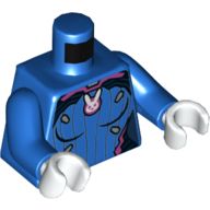 Lego Torso Jumpsuit with Dark Pink Trim and White Bunny Print, Blue Arms, White Hands