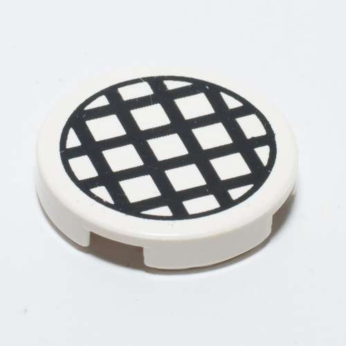 Lego Tile Round 2 x 2 with Black Grid Small Print
