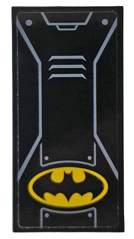 Lego Tile 2 x 4 with Yellow Batman Logo, Hull Plates and Vents Pattern (Sticker) - Set 76159